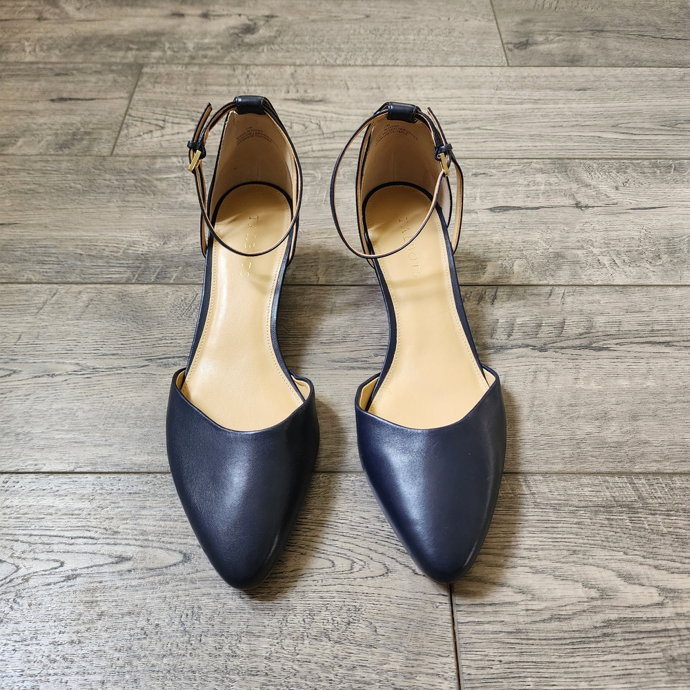 Talbots Women's Laney D'Orsay Navy Soft Nappa Wedge Almond Toe, Size 11M - Picture 3 of 11